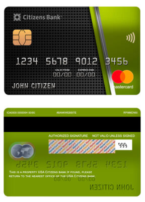 Fillable USA Citizens bank mastercard Templates