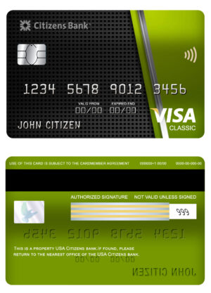 USA Editable Templates 16 Editable USA Citizens bank visa classic card Templates