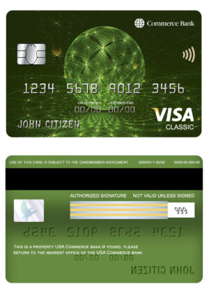 USA Editable Templates 14 Editable USA Commerce bank visa classic card Templates