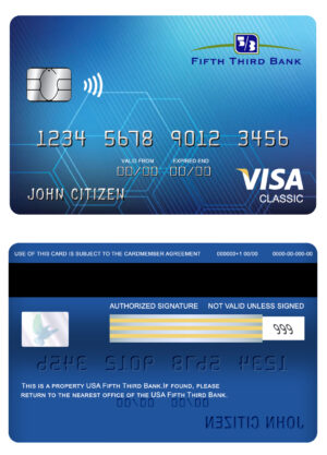 USA Editable Templates 12 Editable USA Fifth Third bank visa classic card Templates