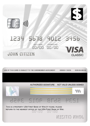 USA Editable Templates 9 Fillable USA First Bank of Wiki visa classic card Templates