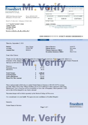 USA Editable Templates 3 High-Quality USA Froedtert Hospital Invoice Template PDF | Fully Editable
