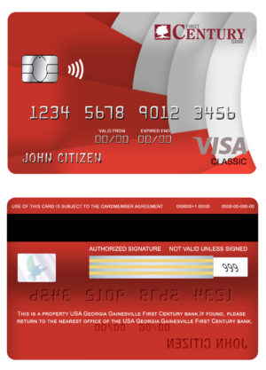 USA Editable Templates 5 Fillable USA Georgia Gainesville First century bank visa classic card Templates