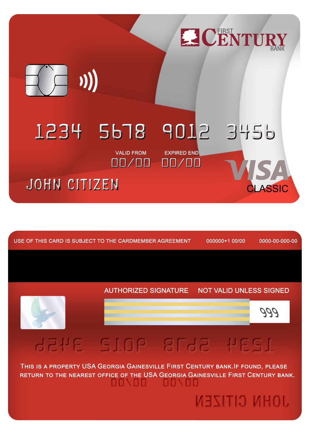 Fillable USA Georgia Gainesville First century bank visa classic card Templates | Layer-Based PSD