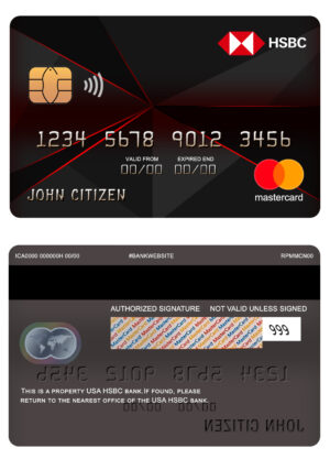 USA Editable Templates 1 Fillable USA HSBC bank mastercard Templates | Layer-Based PSD