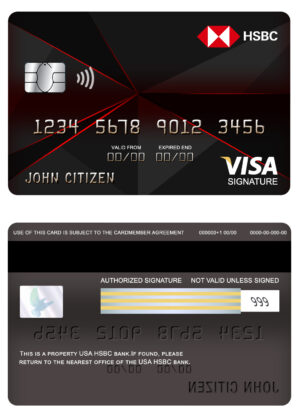 USA Editable Templates 2 Editable USA HSBC bank visa signature card Templates
