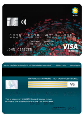 Editable USA MOVO bank visa classic card Templates