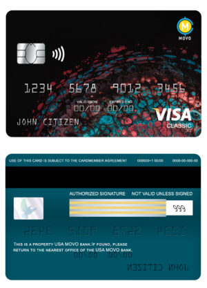 USA Editable Templates 7 Editable USA MOVO bank visa classic card Templates
