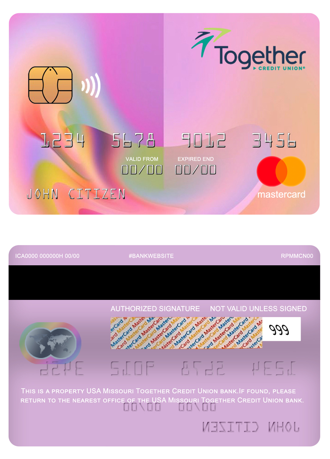 Fillable USA Missouri Together Credit Union bank mastercard Templates | Layer-Based PSD