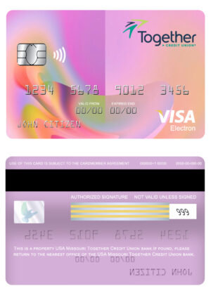 USA Editable Templates 9 Editable USA Missouri Together Credit Union bank visa electron card Templates
