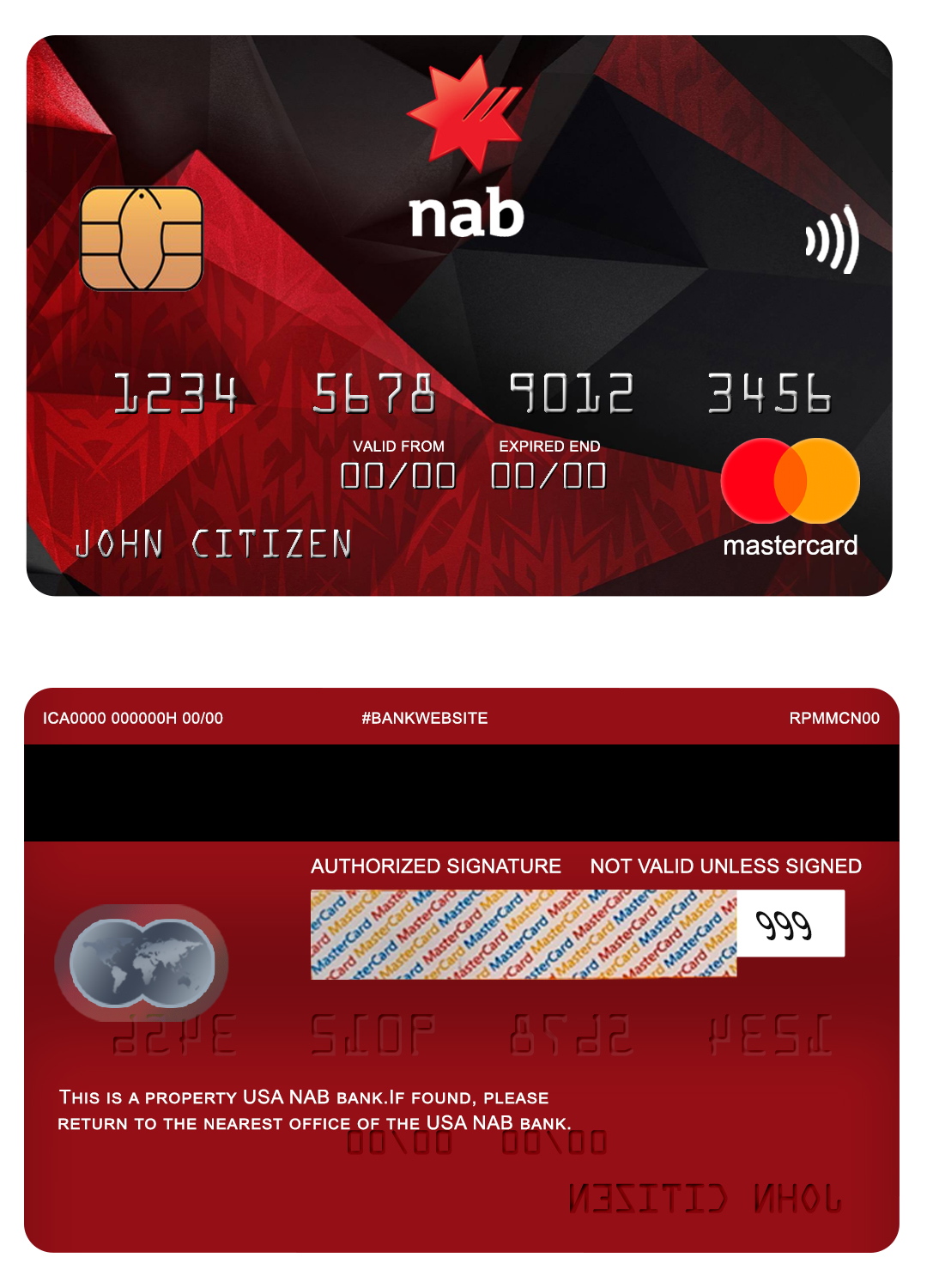 Fillable USA NAB bank mastercard Templates | Layer-Based PSD