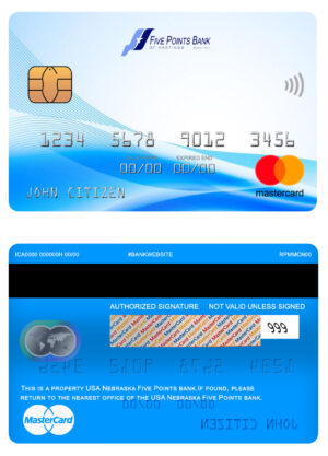 USA Editable Templates 4 Fillable USA Nebraska Five Points Bank mastercard Templates