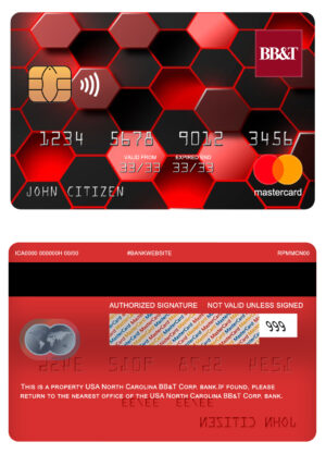 USA Editable Templates 1 Fillable USA North Carolina BB&T Corp. bank mastercard Templates
