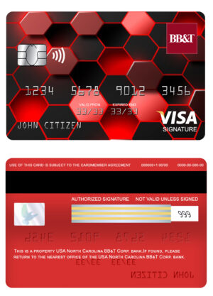 USA Editable Templates 2 Editable USA North Carolina BB&T Corp. bank visa signature card Templates
