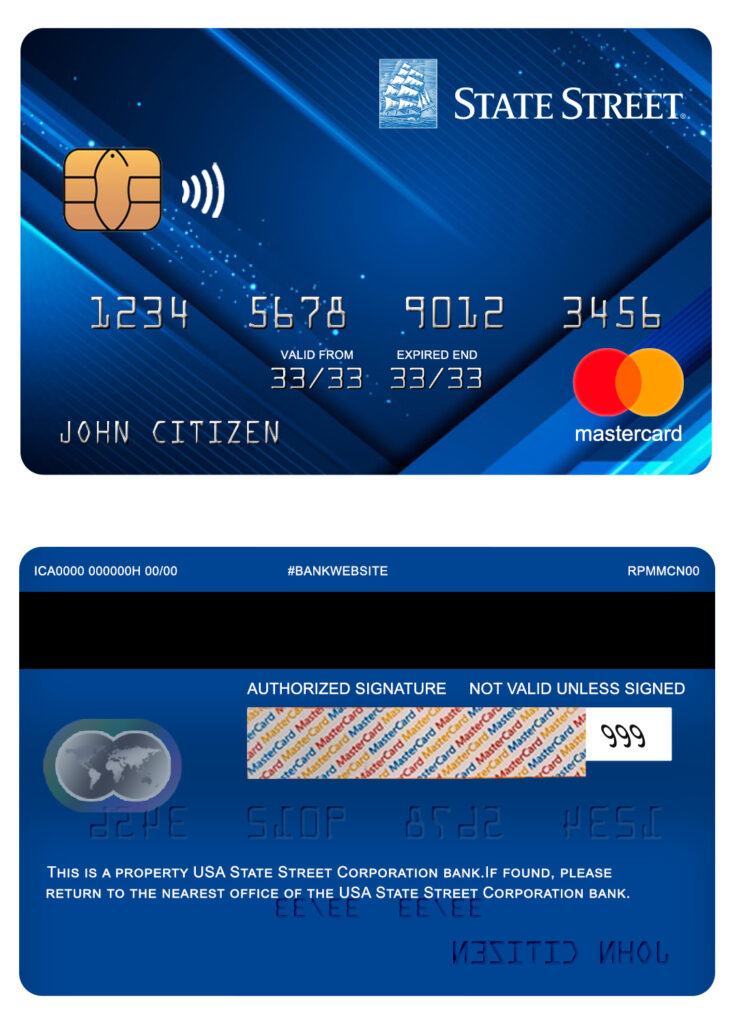Fillable USA State Street Corporation bank mastercard Templates