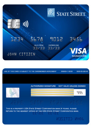 USA Editable Templates 9 Editable USA State Street Corporation bank visa signature card Templates