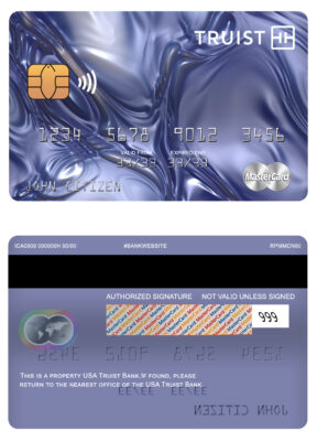 Editable USA Truist Bank mastercard Templates in PSD Format