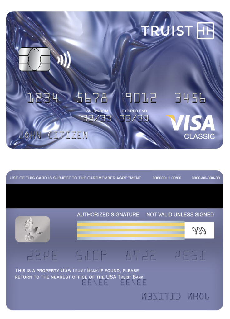 Fillable USA Truist Bank visa classic card Templates