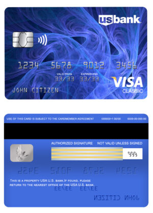 USA Editable Templates 8 Fillable USA U.S. bank visa classic card Templates