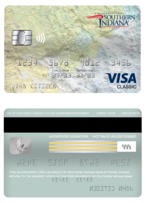 India Editable Docs 10 Fillable USA University of Southern Indiana bank visa classic card Templates