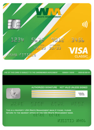 USA Editable Templates 2 Fillable USA Waste Management bank visa classic card Templates