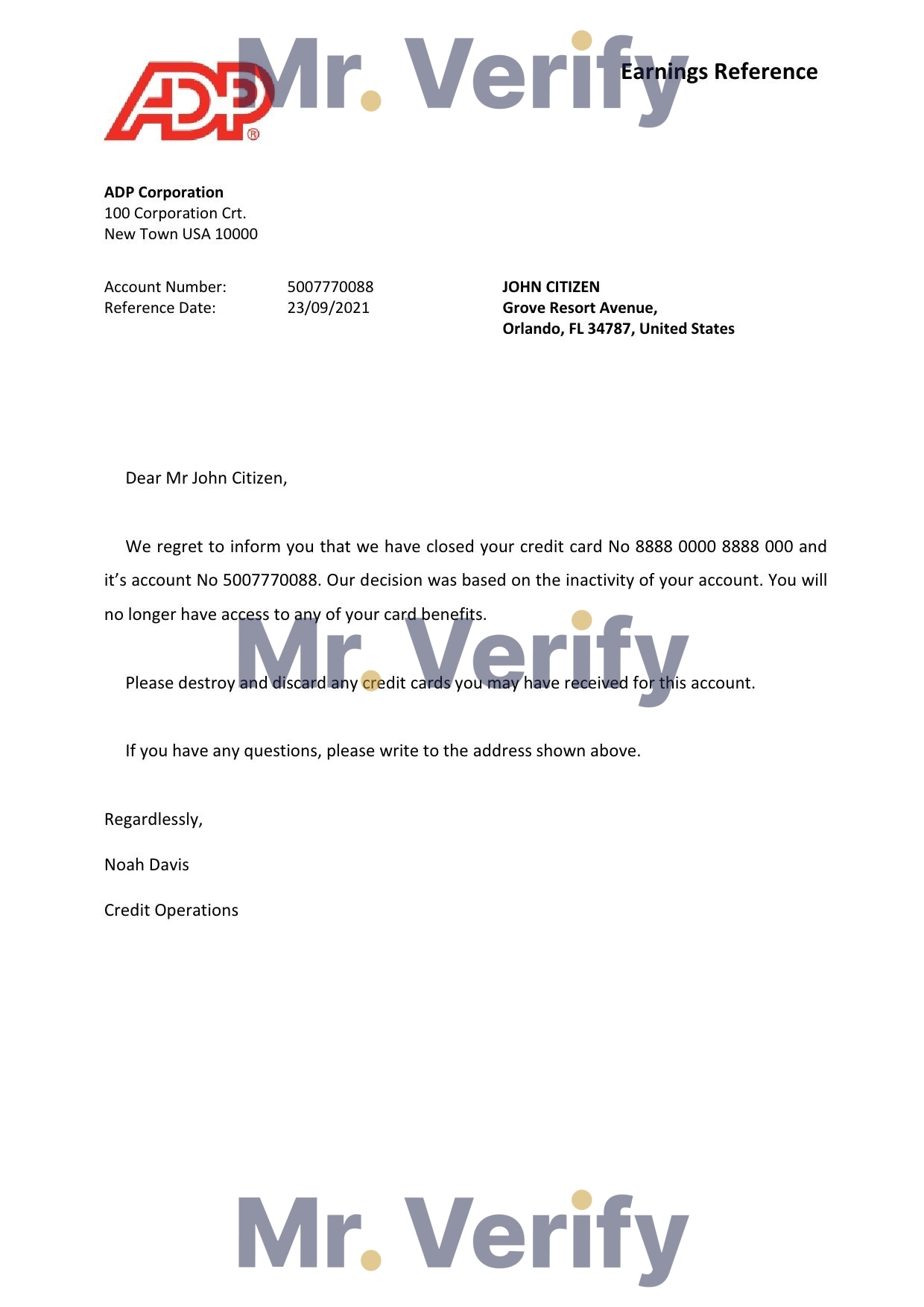 Download USA ADP Bank Reference Letter Templates | Editable Word