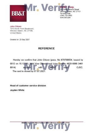 USA Editable Templates 2 Download USA BB&T Bank Reference Letter Templates | Editable Word