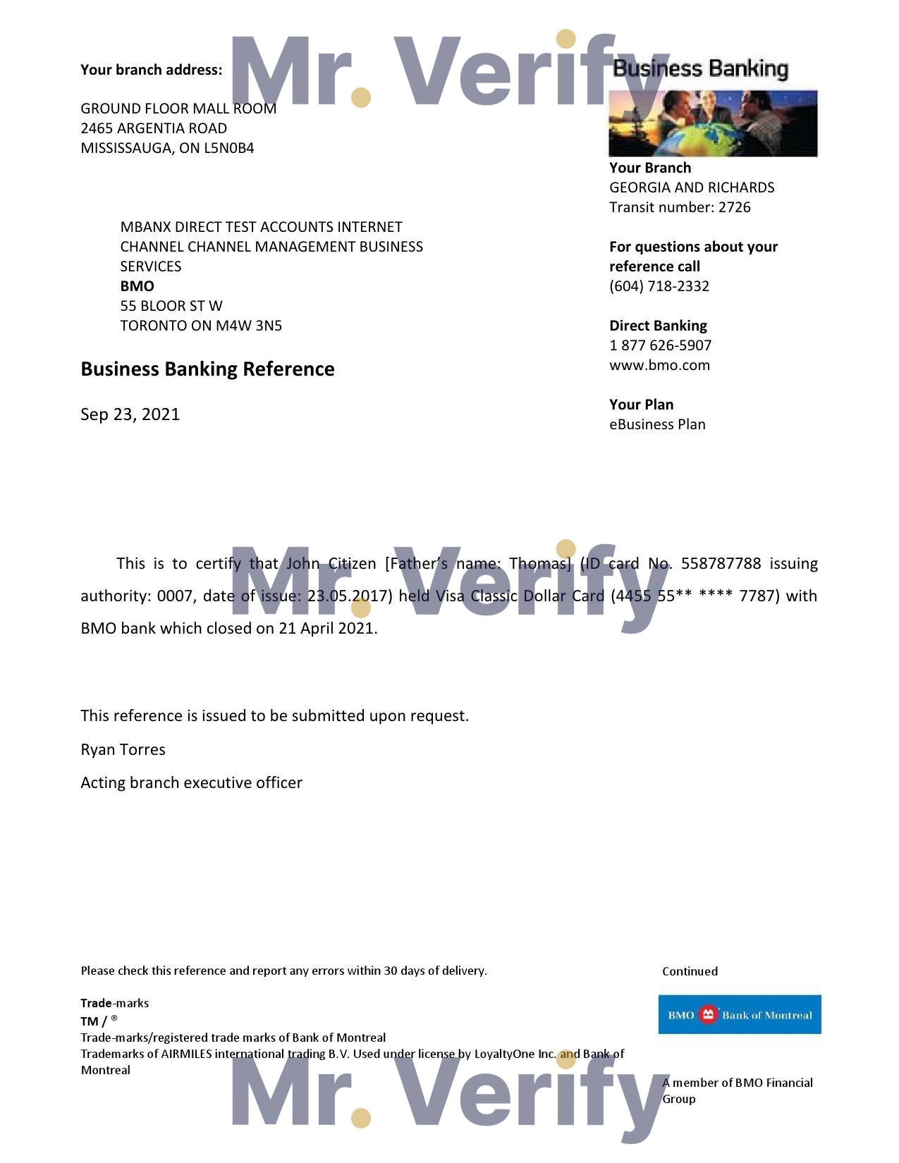 Download USA BMO Bank Reference Letter Templates | Editable Word