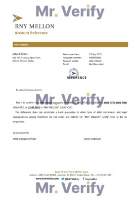 Download USA BNY Mellon Bank Reference Letter Templates | Editable Word