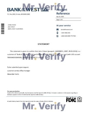 USA Editable Templates 1 Download USA Bank of the West Bank Reference Letter Templates | Editable Word