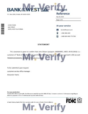 Download USA Bank of the West Bank Reference Letter Templates | Editable Word