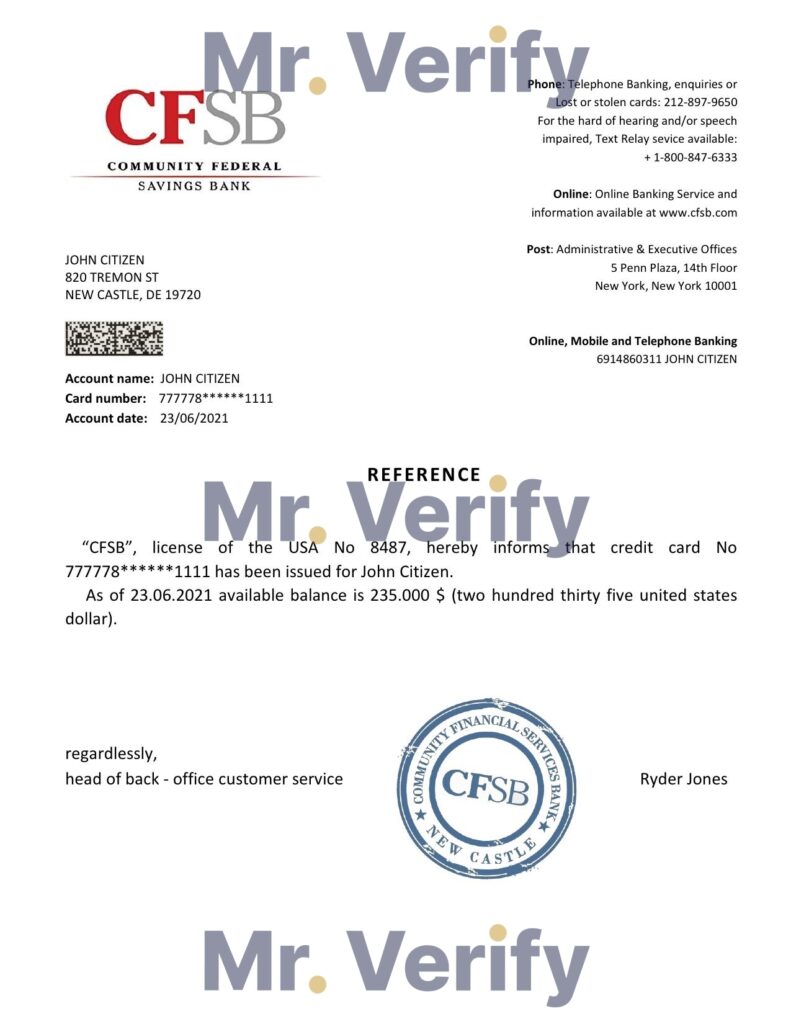 Download USA CFSB Bank Reference Letter Templates | Editable Word