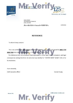 Download USA Centier Bank Reference Letter Templates | Editable Word