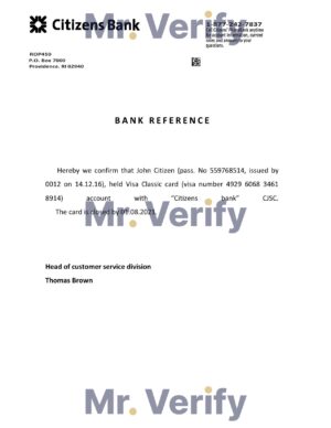 USA Editable Templates 4 Download USA Citizens Bank Reference Letter Templates | Editable Word