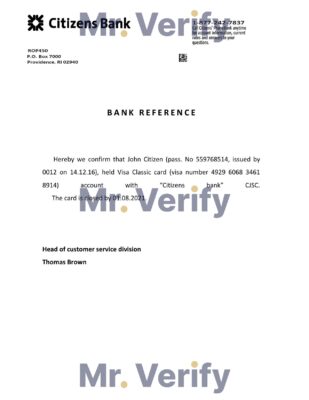 Download USA Citizens Bank Reference Letter Templates | Editable Word
