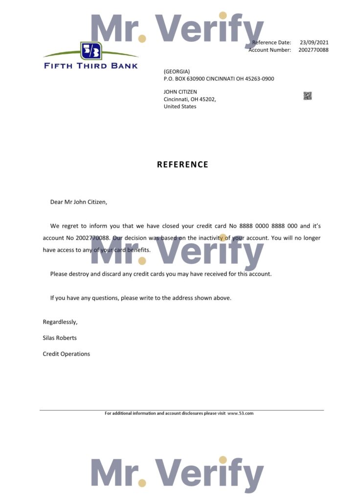 Download USA Fifth Third Bank Reference Letter Templates | Editable Word