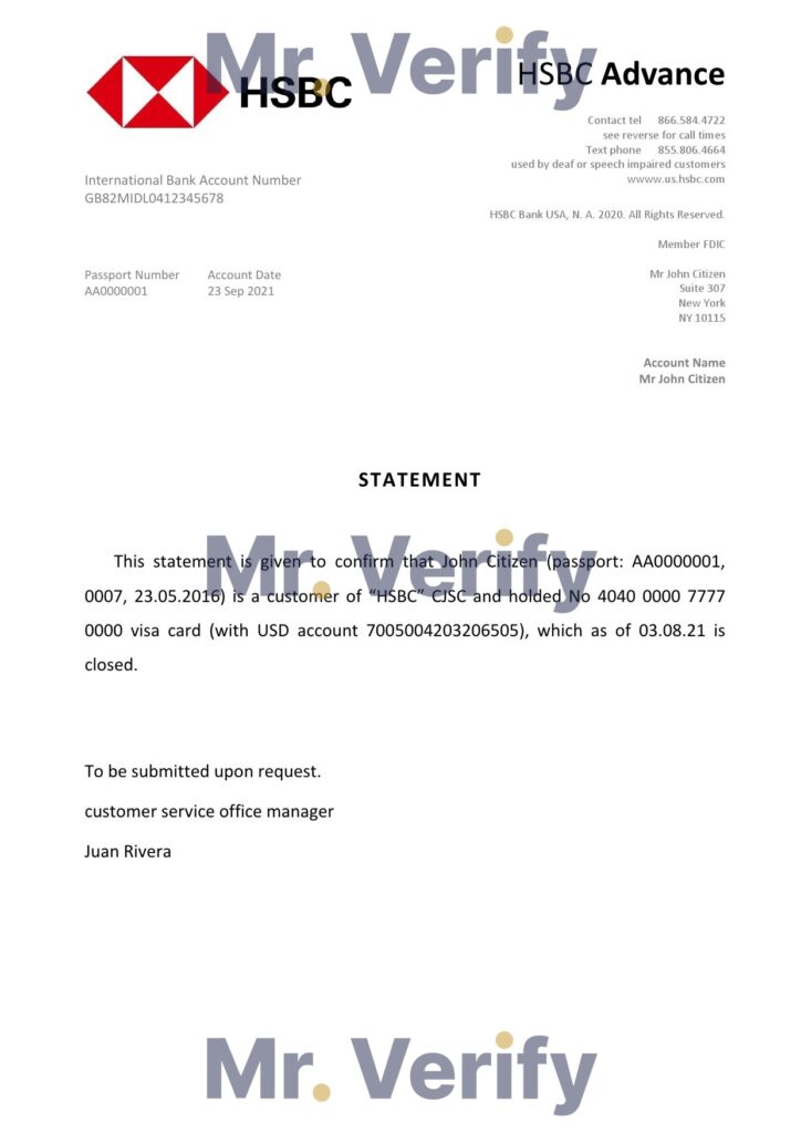Download USA HSBC Bank Reference Letter Templates | Editable Word