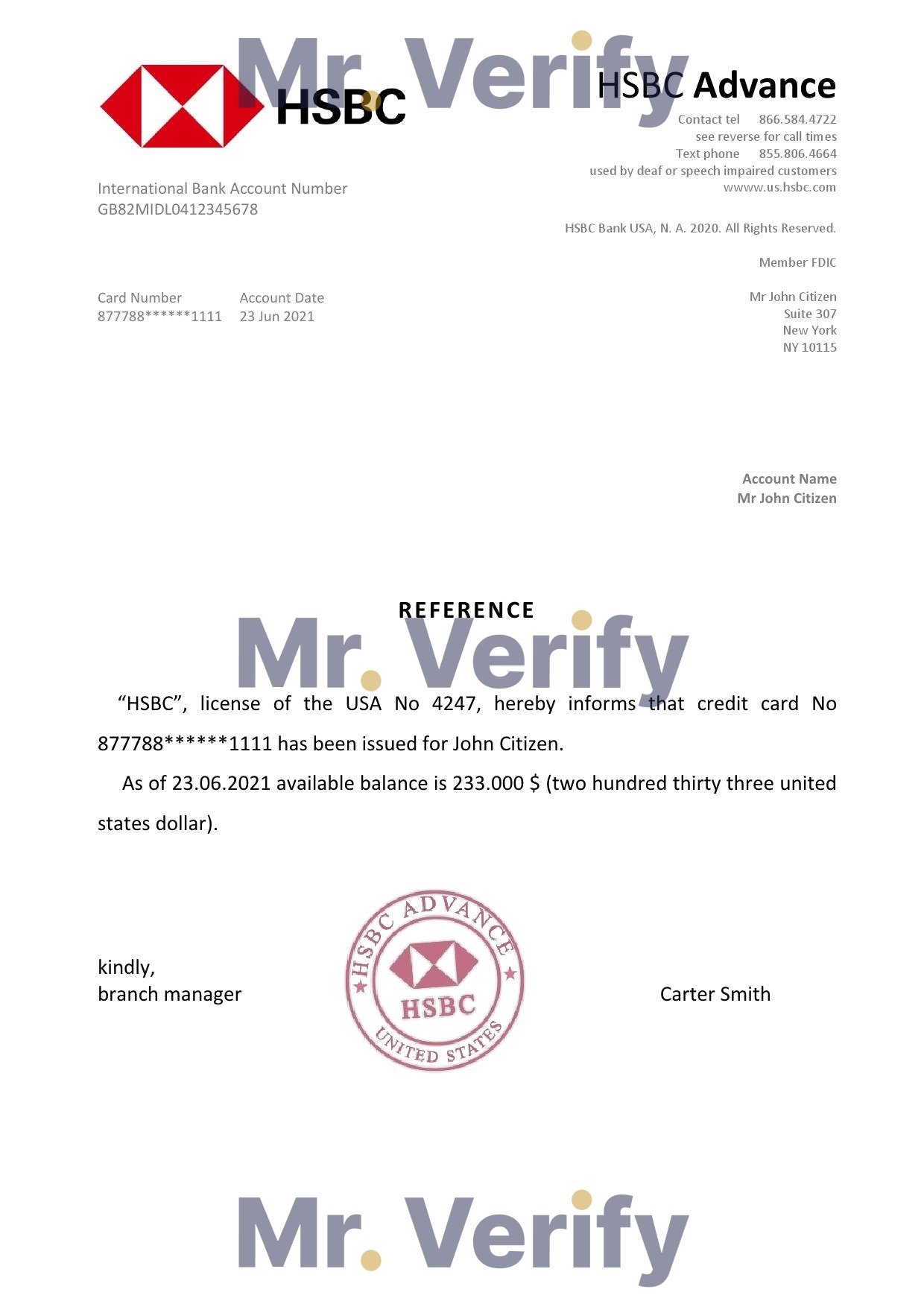 Download USA HSBC Bank Reference Letter Templates | Editable Word