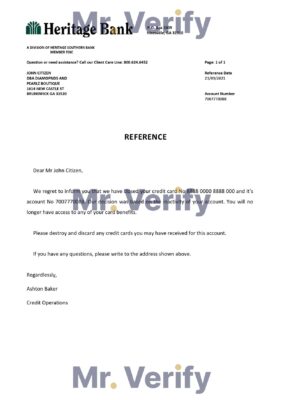 Download USA Heritage Bank Reference Letter Templates | Editable Word