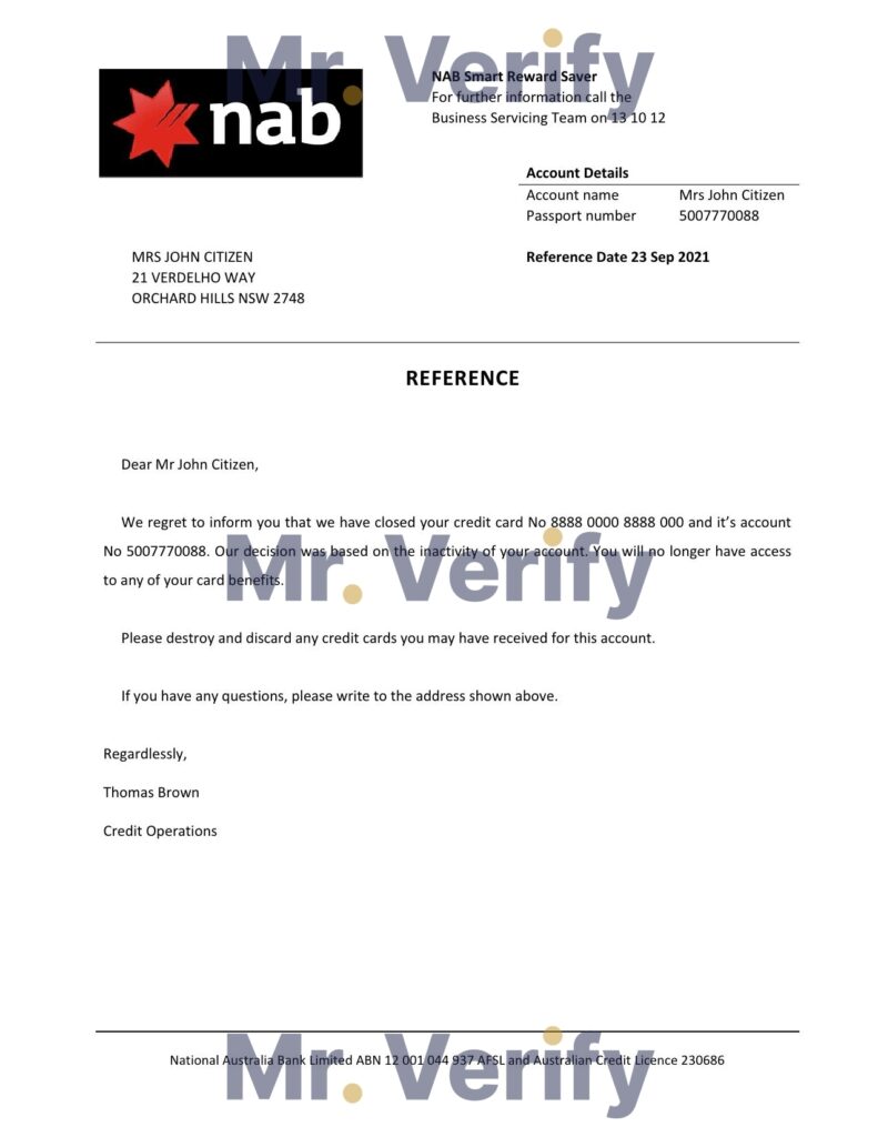 Download USA Nab Bank Reference Letter Templates | Editable Word