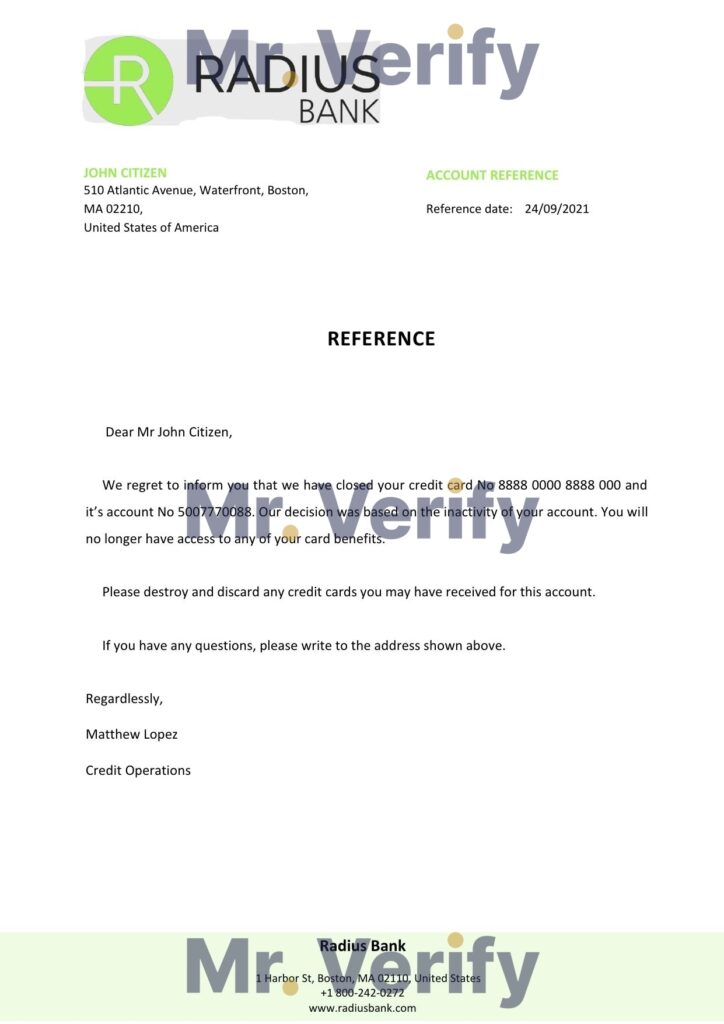 Download USA Radius Bank Reference Letter Templates | Editable Word