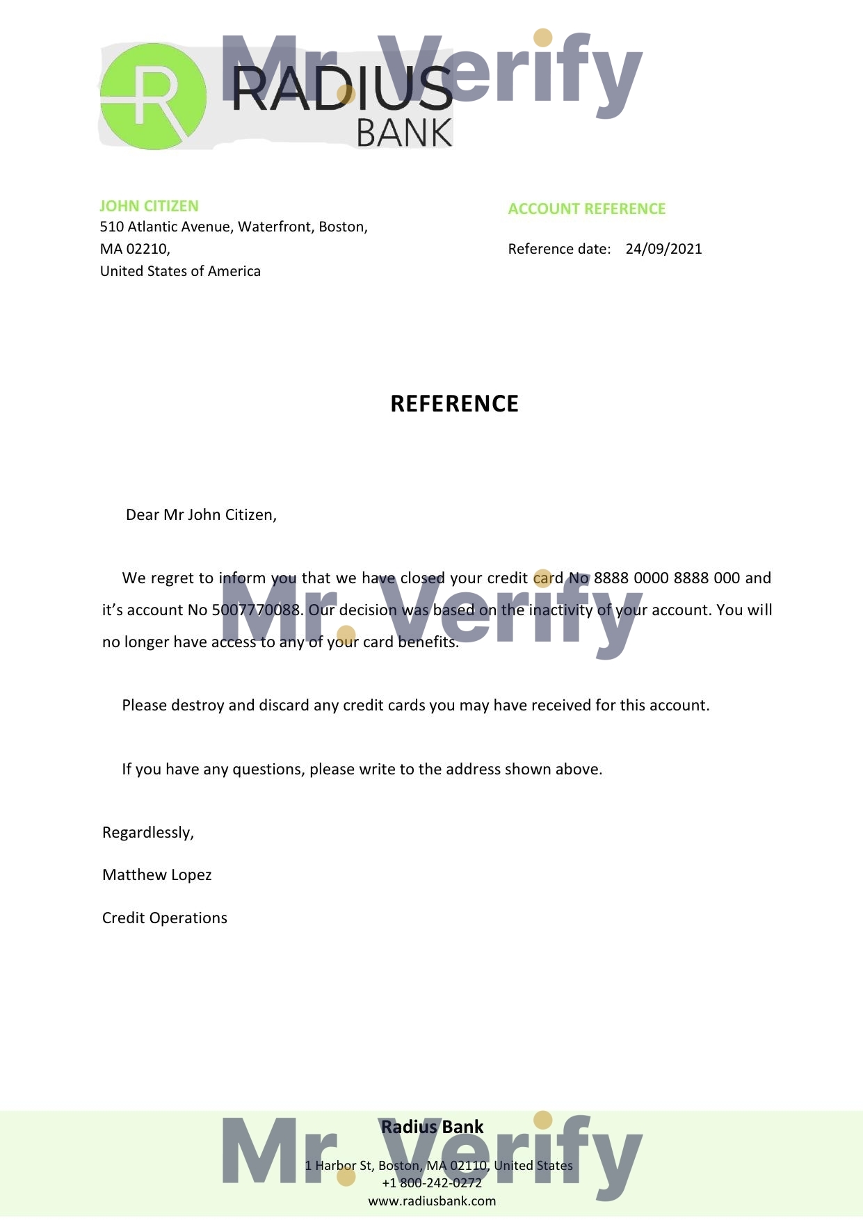Download USA Radius Bank Reference Letter Templates | Editable Word