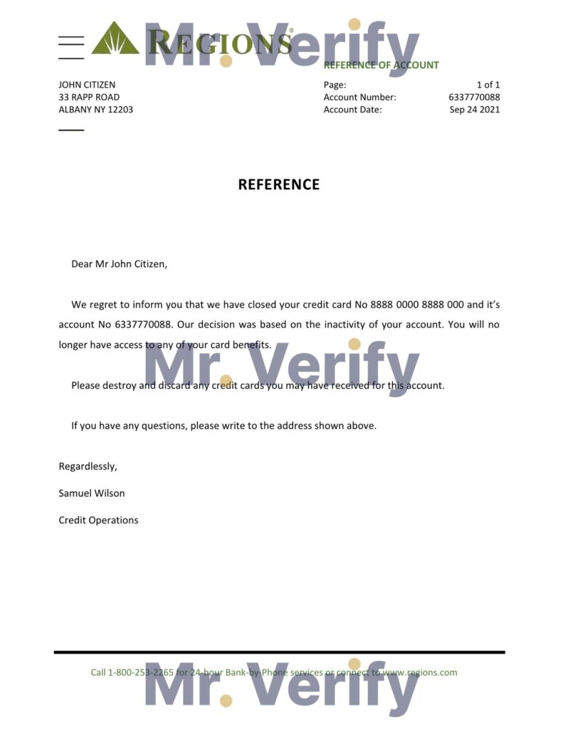 Download USA Regions Bank Reference Letter Templates | Editable Word