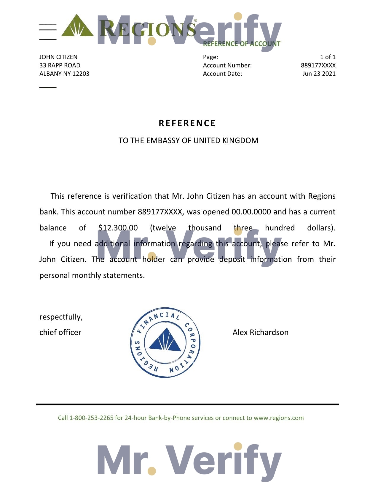 Download USA Regions Bank Reference Letter Templates | Editable Word