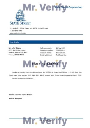 USA Editable Templates 6 Download USA State Street Bank Reference Letter Templates | Editable Word