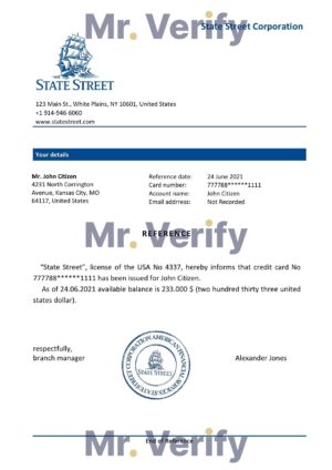 USA Editable Templates 8 Download USA State Street Bank Reference Letter Templates | Editable Word