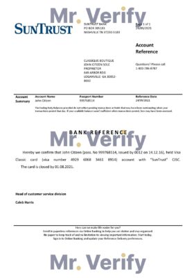 Download USA SunTrust Bank Reference Letter Templates | Editable Word
