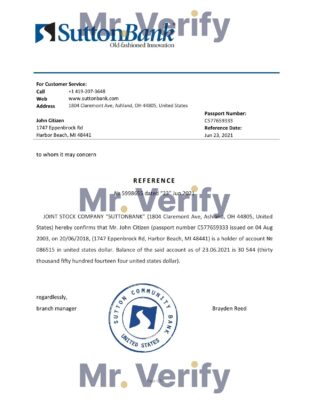 Download USA Sutton Bank Reference Letter Templates | Editable Word