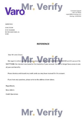 Download USA Varo Bank Reference Letter Templates | Editable Word