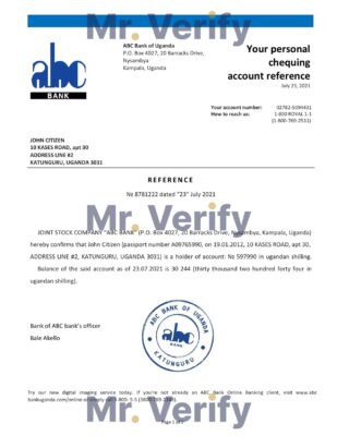 Download Uganda ABC Bank Reference Letter Templates | Editable Word